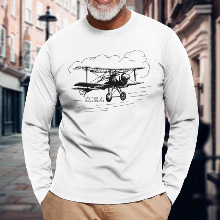 Se4 Britischer Doppeldecker Fliegende Wolken Langarmshirts Geschenke für alte Männer