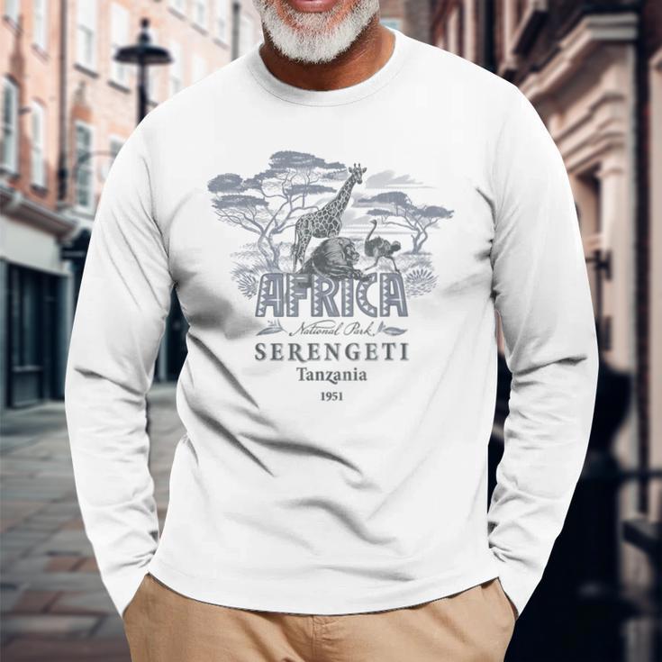 Travel Africa Tanzania Serengeti Ngorongoro Dar El Salaam Blue Langarmshirts Geschenke für alte Männer