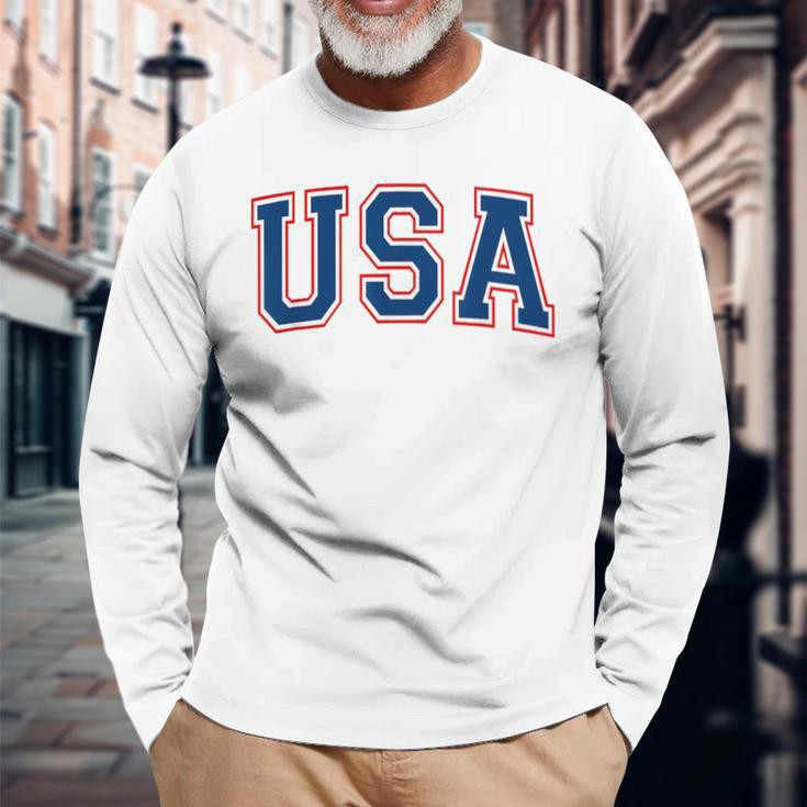 Usa Athletic Team Flag Langarmshirts Geschenke für alte Männer