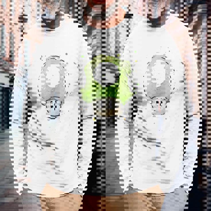 Vert Champignon 1Up Pour Jeuxidéo T-shirt à manches longues Cadeaux pour les vieillards