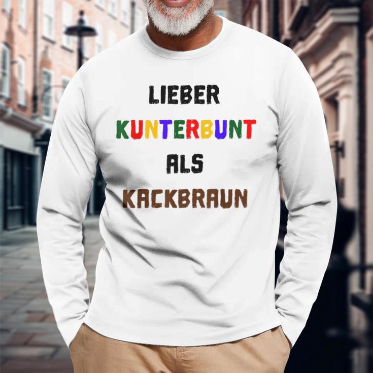 Viel Kunterbunt Gegen Rechts Tolerance Refugge Langarmshirts Geschenke für alte Männer