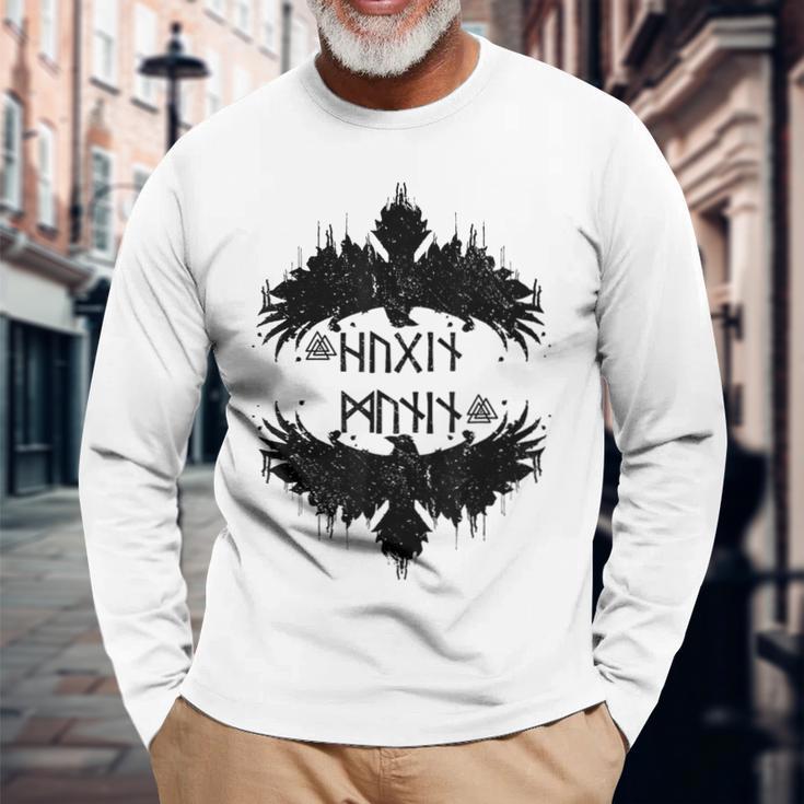 Vikingalhalla Medieval Hugin & Munin Langarmshirts Geschenke für alte Männer