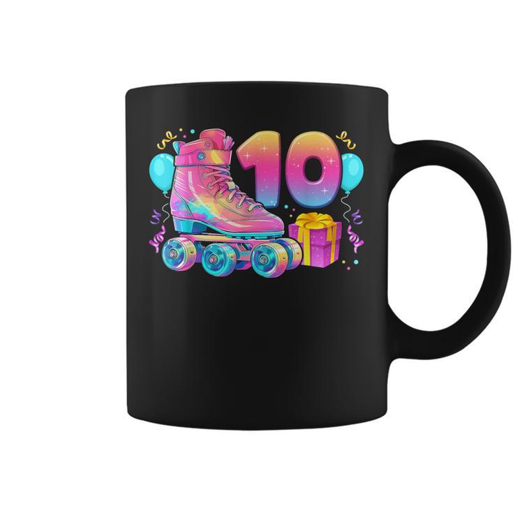 10º Cumpleaños Niña 10 Años Patines Número 10 Taza de café