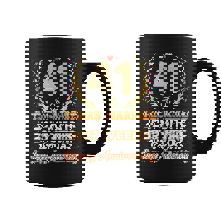 41 Years Married Happy 41St Wedding Anniversary Couple Ring Coffee Mug 41 Years Married Happy 41St Wedding Anniversary Couple Ring Coffee Mug