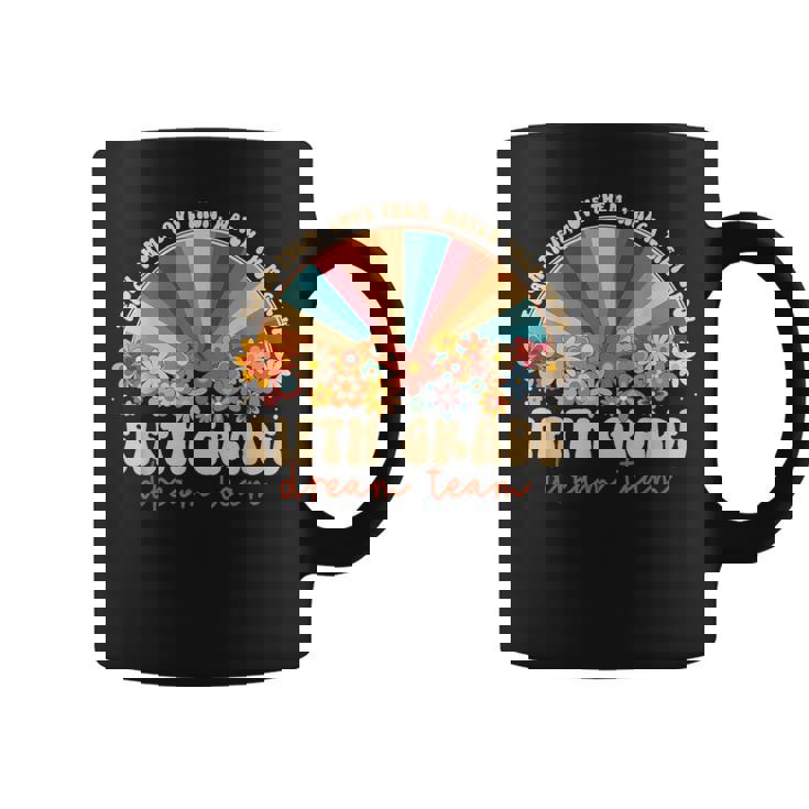 5Th Grade Dream Team Groovy Rainbow Back To School Teacher Coffee Mug