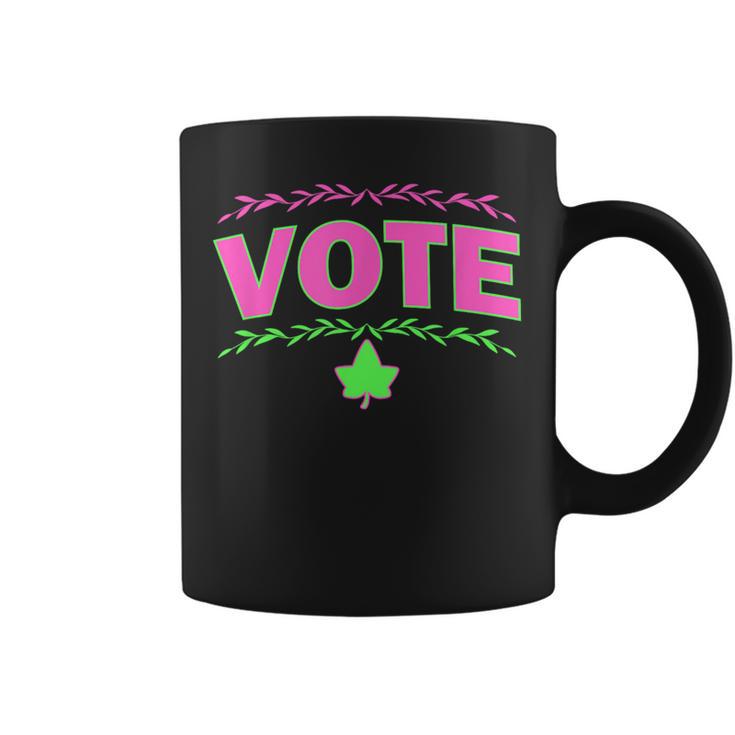 Aka Vote Sorority Pink And Green Paraphernalia Voting Coffee Mug - Thegiftio