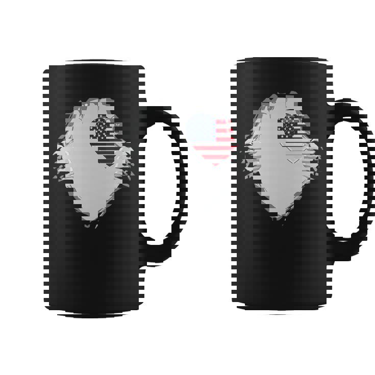 America Heart Usa Heart Chest American Flag Coffee Mug