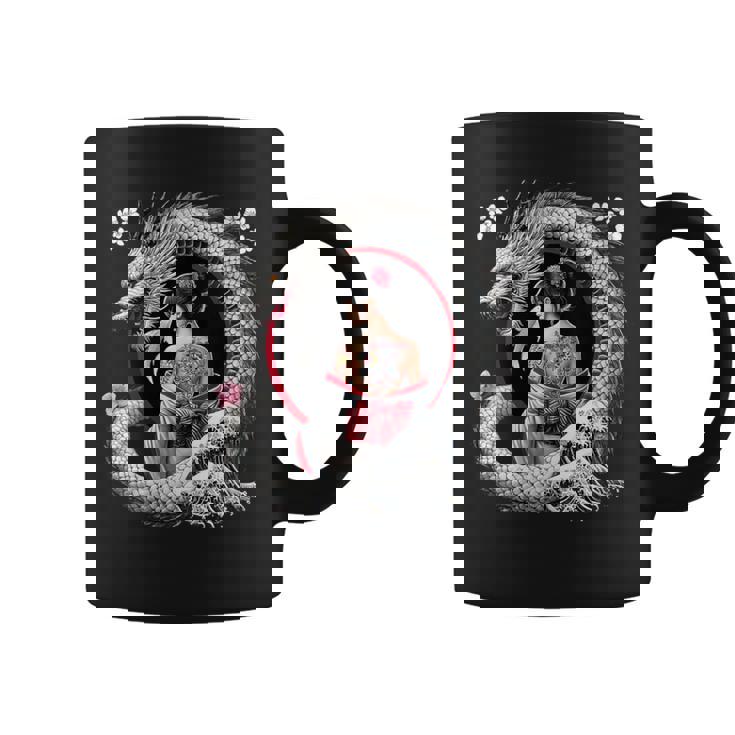 Arte Del Tatuaje De Geisha Y Dragón Cuello Taza de café