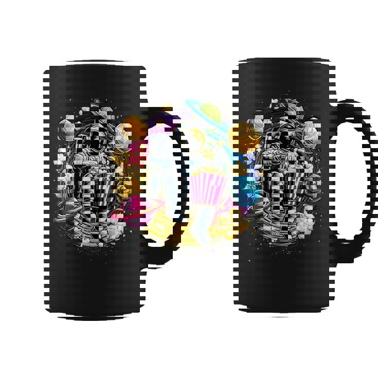 Astronaute Galaxie Colorée Mangeant Du Popcorn Savoureux Tasse