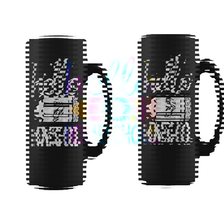 Back To School Hello Homeschool Leopard Tie Dye Pencil Coffee Mug