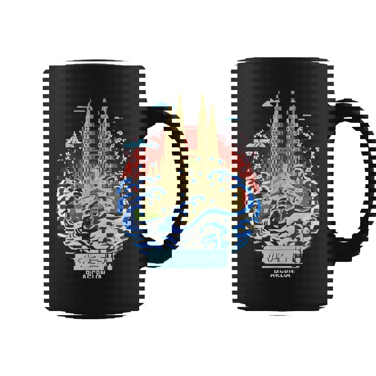 Barcelona España Japonesa Gran Ola Kanagawa Taza de café
