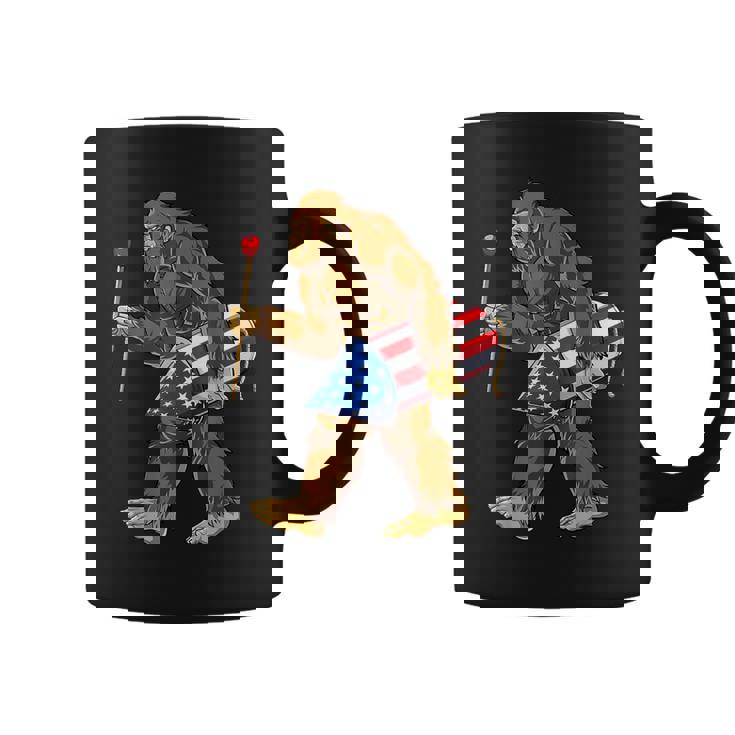 Bigfoot Fireworks 4Th Of July Sasquatch American Flag Us Coffee Mug