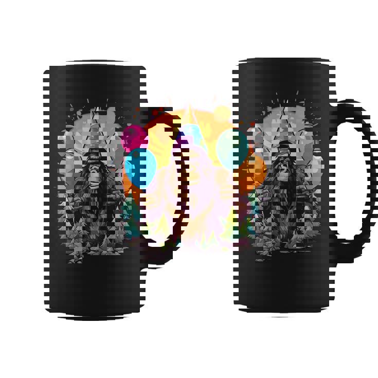 Bigfoot Sasquatch Birthday Hat Balloons Aesthetic Coffee Mug