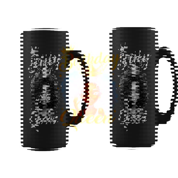 Birthday Queen Melanin Afro African American Girls Women Coffee Mug