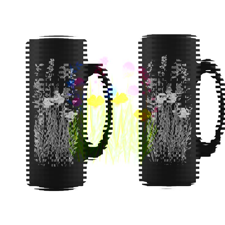 Botanical Field With Wild Flowers Butterfly Nature Lovers Coffee Mug