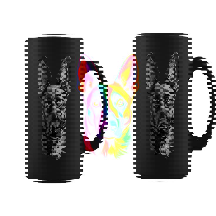 Colorful Belgian Malinois Lover Brave Dog Black Coffee Mug