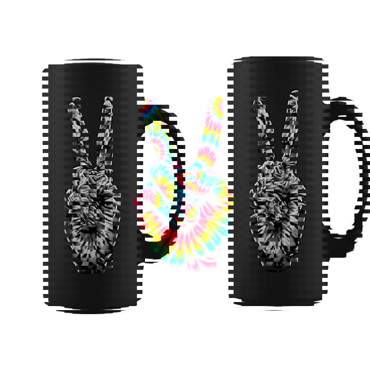 Cool Retro Tie Dye Peace Hand 1960S Hippie Peace Sign Coffee Mug
