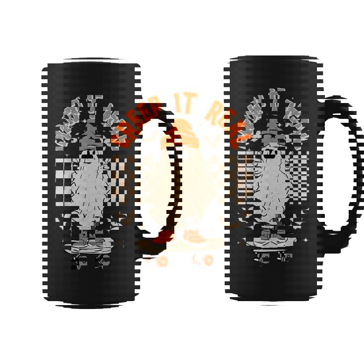 Creep It Real Ghost Skateboard Retro Halloween Skateboarding Coffee Mug