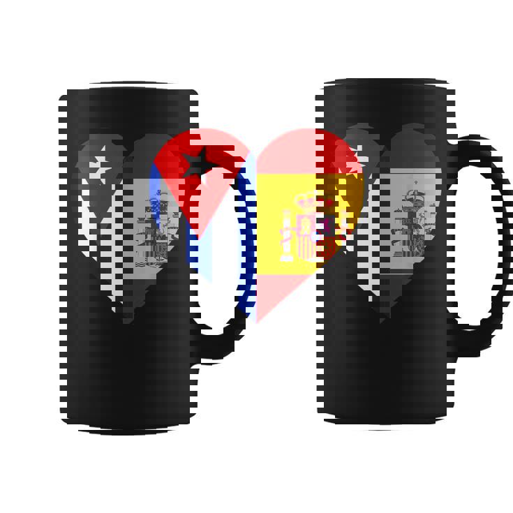 Cuba España Banderas Corazón Taza de café