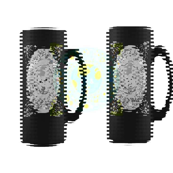 Cute Earth Holding Sapling Eco-Friendly Art Graphic Print Coffee Mug