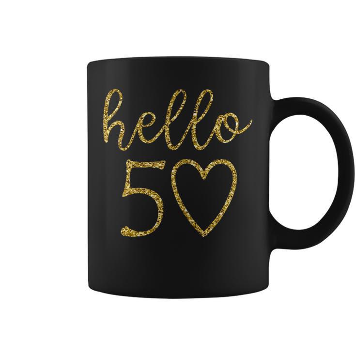 Damen Hello 50 Fifty Heart 50 Geburtstag 50 Jahre Alt Tassen