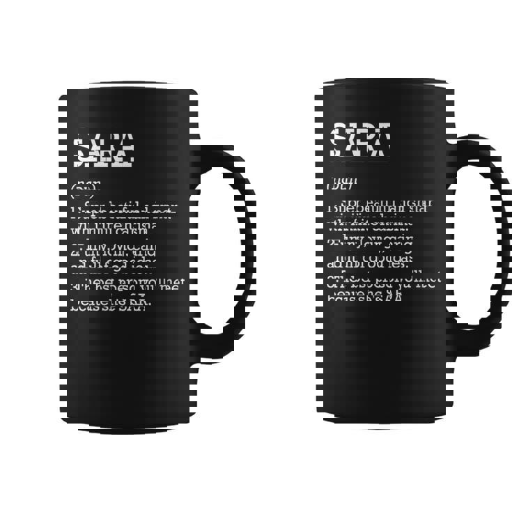 Definición De Sara Nombre Personalizado Sara Divertido Cumpleaños Cuello Taza de café