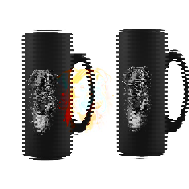 Divertida Cara De Perro Bóxer Con Gafas De Taza de café