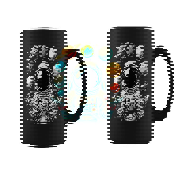 Divertido Astronauta Espacial Malabares Sistema Solar Planetas Niños Taza de café