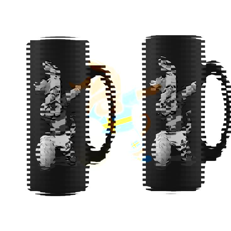 Divertido Dabbing Perro Sueciaoleibol Bandera Sueca Sport Cuello Taza de café
