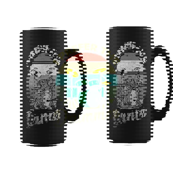 Divertido Rock Music Band Drum Player Retrointage Taza de café