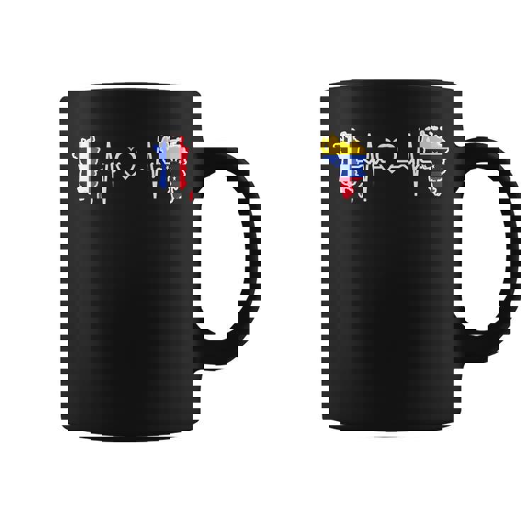 Drapeau Duenezuela France Heartbeat Tasse