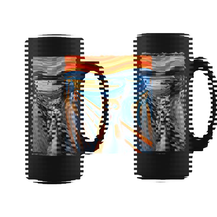 El Gato Grito Parodia Divertido Gatito Arte Pintura Gato Taza de café
