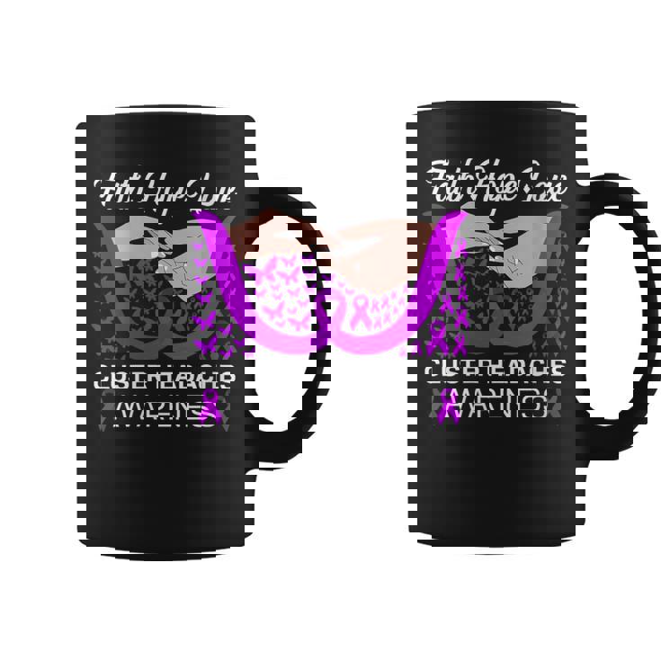 Faith Hope Love Purple Butterfly Cluster Headaches Awareness Coffee Mug