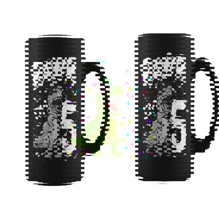 Five Rawr I'm 5 Years Old T Rex Dinosaur 5Th Birthday Boys Coffee Mug