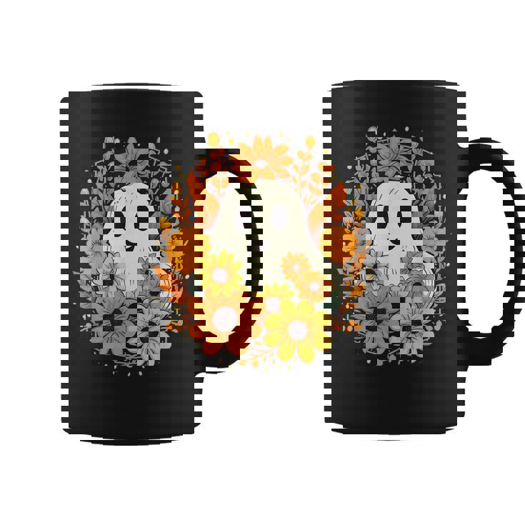 Floral Ghost Halloween Cute Ghost With Flower Coffee Mug