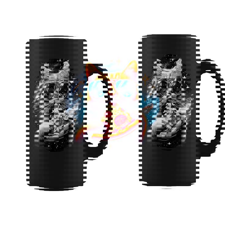 Cat Eating Pizza In Space Kitty Galaxy Coffee Mug