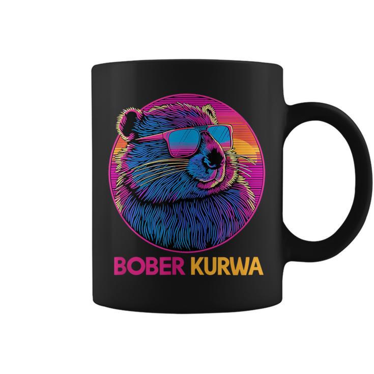 Retro Synthwave Bober Bóbr Kurwa Internet Meme Flannelette Tassen