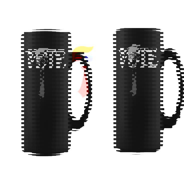 Trump 2024 Vote With Trump Hair Sunglasses Us Flag Coffee Mug
