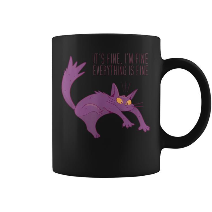 Gato Divertido Está Bien Estoy Bien Todo Está Bien Taza de café