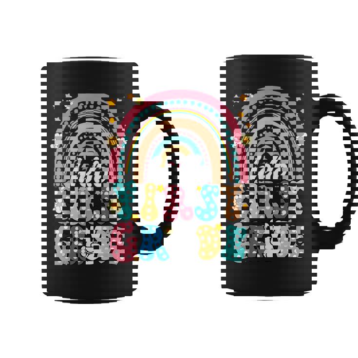 Groovy Rainbow Hello First Grade First Day Teacher Kid Coffee Mug