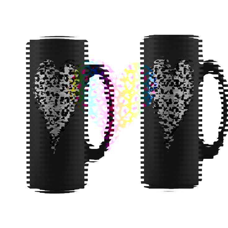 Heart Rainbow Cheetah Leopard Tiger Print Coffee Mug