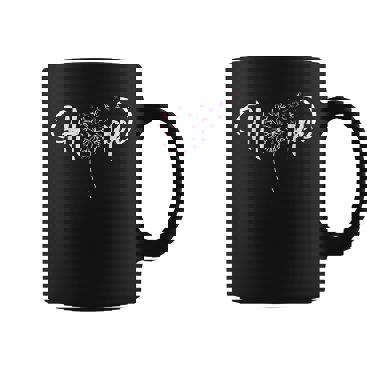 Hope Pink Ribbon Dandelion Breast Cancer Awareness Warrior Coffee Mug