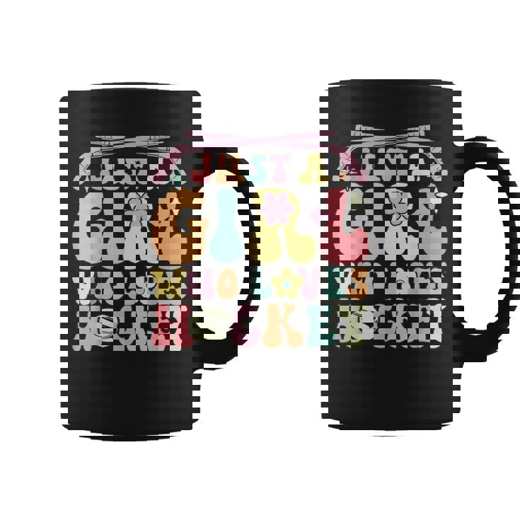 Just A Girl Who Loves Hockey Groovy Hockey Girl Coffee Mug