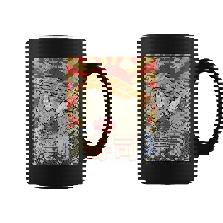 Kaiju Sushi Great Wave Off Kanagawa Japanese Aesthetic Coffee Mug