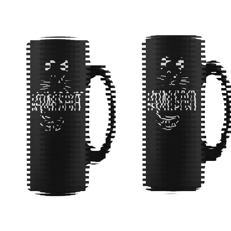 Karma Is A Cat Music Lover Fan Cat Cadeau Pour Les Amoureux Des Chats Tasse