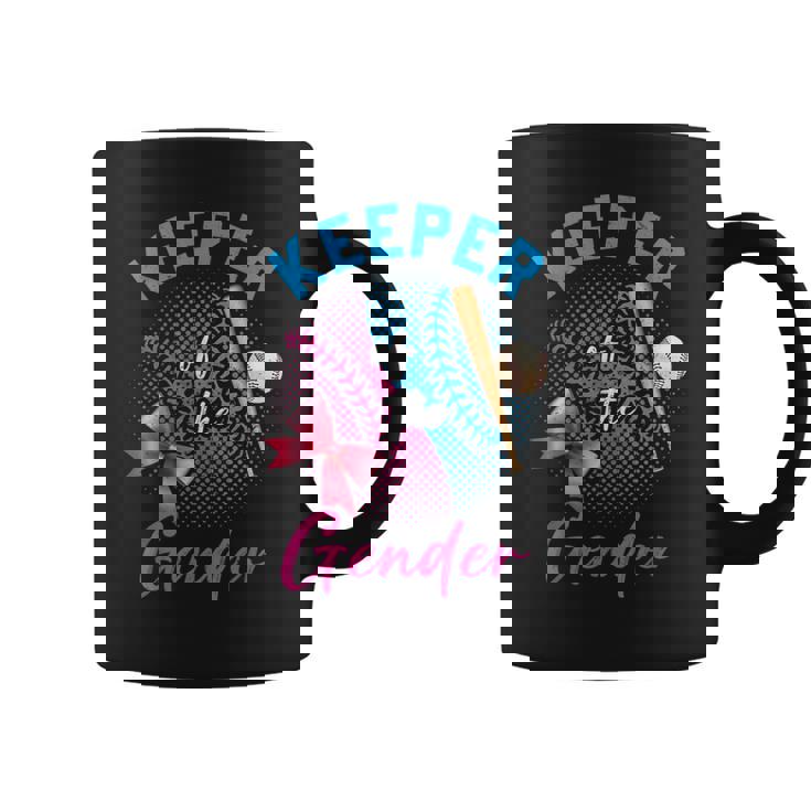 Keeper Of The Gender Baseball Or Bows Gender Reveal Party Coffee Mug