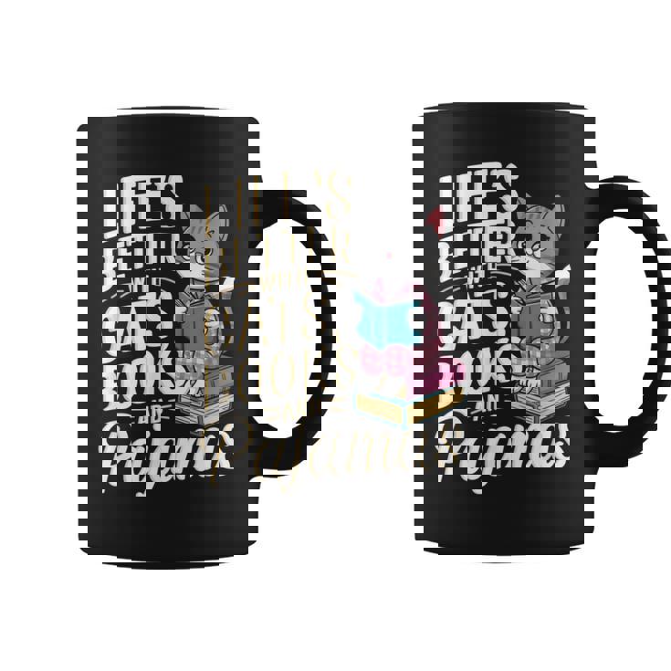 Laida Es Mejor Con Gatos Libros Y Pijamas Divertido Amante De Los Gatos Taza de café