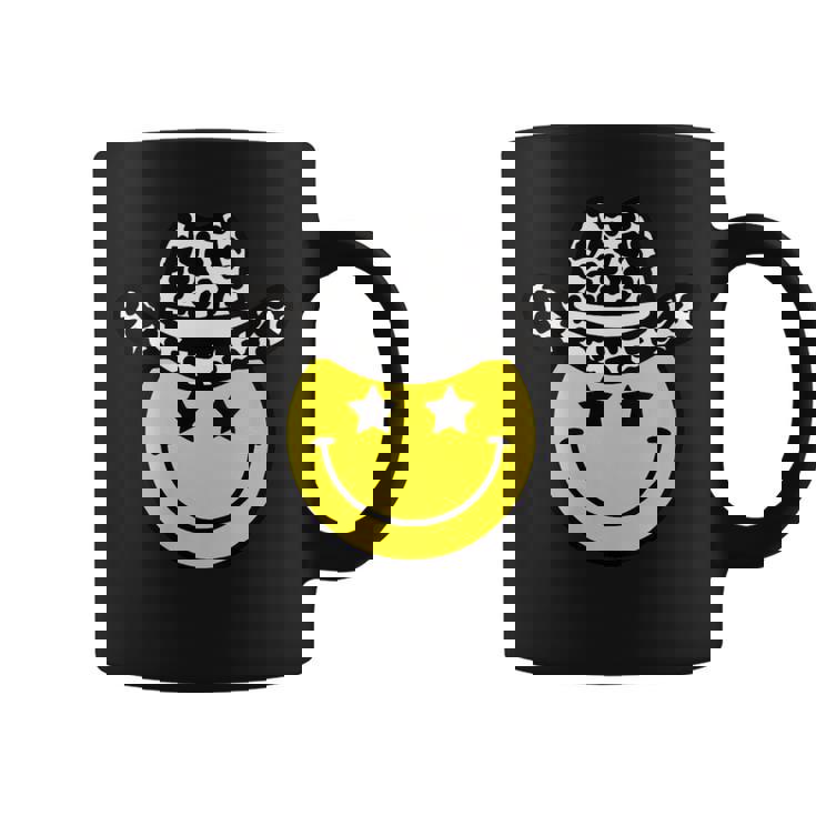 Lindo Western Country Cowgirl Sombrero Estrella Amarillo Sonrisa Cara Chica Cuello Taza de café