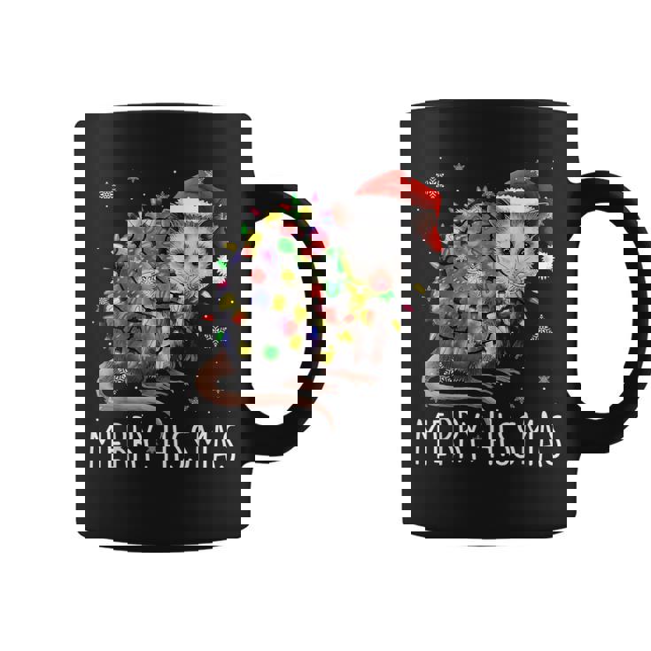 Merry Hissmas Possum Santa Hat Xmas Light Women Coffee Mug