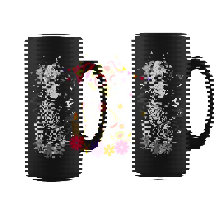 Mexican Dog Day Of The Dead Skeleton Sugar Flowers Dogs Coffee Mug